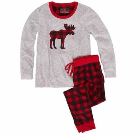 Eddie Bauer Women's Buffalo  Heath Check Moose Sleep Set Pajama XL New w/Tags - Picture 6 of 6